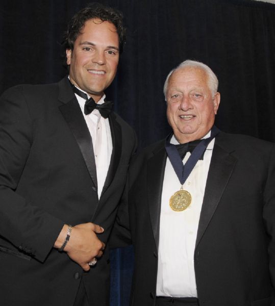 Tommy Lasorda was honored in 2011 by the National Italian American Foundation when he was presented the NIAF Lifetime Achievement Award in Sports Management by Team Italia Coach and former Dodger Mike Piazza.  