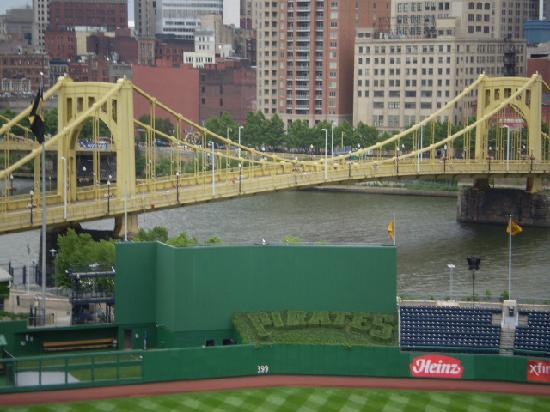 The Roberto Clemente Bridge leads Grilli and Pirates fans to PNC Park in downtown Pittsburgh.