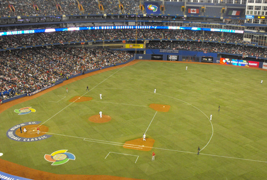 Birds eye view of the Italy and Canada 2009 WBC game at Toronto's Roger Centre.