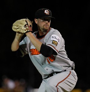 #32 Sean Toler, closer for the Canberra Cavalry (photo by Theron Kirkman / SMP Images / ABL)