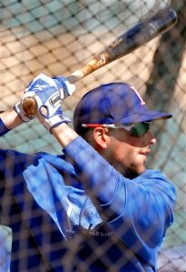Alex Liddi takes batting practice prior to the 2013 Italy/Mexico World Baseball Classic game at Salt River Fields in Scottsdale, Arizona.